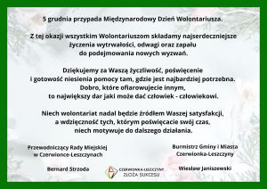 Życzenia z okazji Międzynarodowego Dnia Wolontar